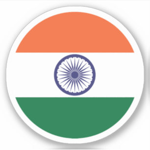Sticker rond Drapeau Inde