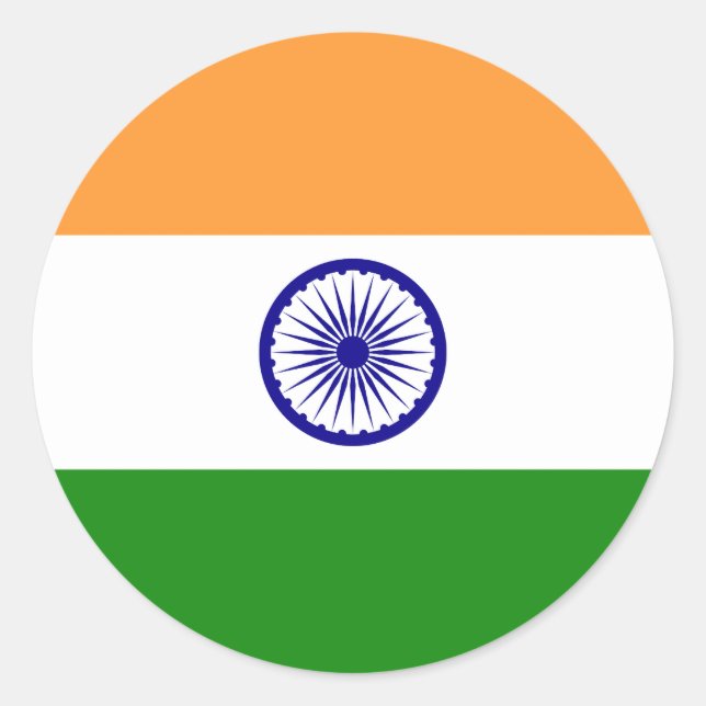 Sticker Rond Drapeau Inde (Devant)