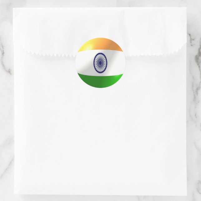 Sticker Rond Drapeau indien (Sac)