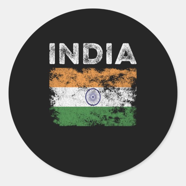 Sticker Rond Drapeau indien en état de détresse - Drapeau indie (Devant)
