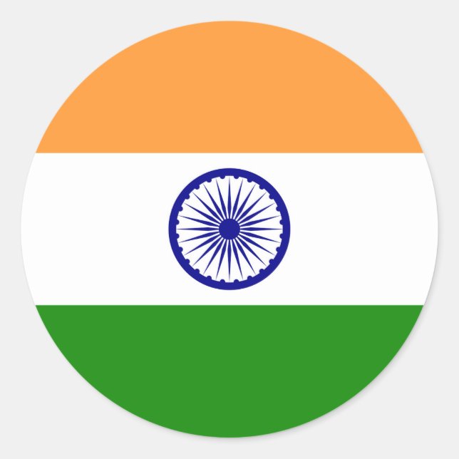 Sticker Rond Drapeau Indien - Image de haute qualité (Devant)