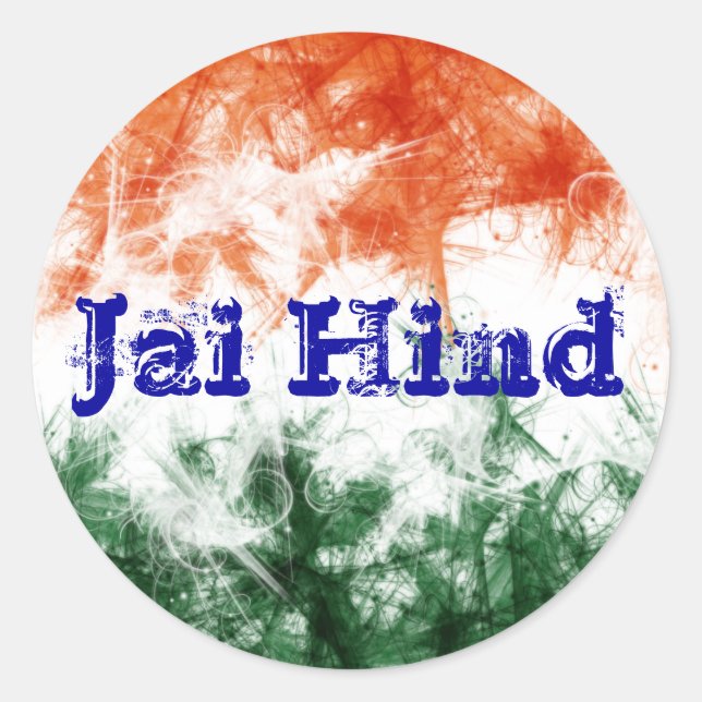 Sticker Rond Drapeau indien Jai Hind (Devant)