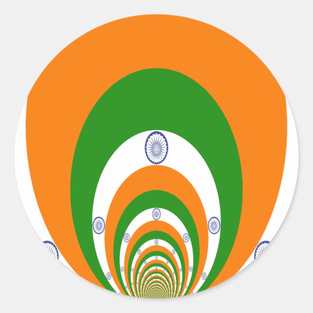 Sticker Rond Drapeau indien Kaleidoscope : Unité et patriotisme (Devant)