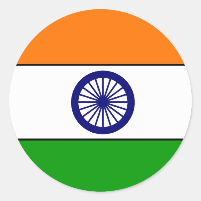 Sticker Rond Drapeau indien T-shirts et cadeaux (Devant)