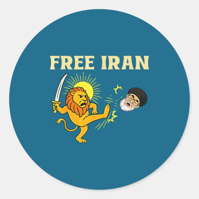 Sticker Rond Drapeau iranien Lion (Devant)
