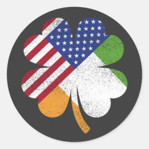 Sticker Rond Drapeau irlandais américain Irlande
