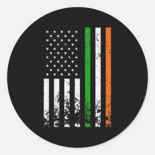 Sticker Rond Drapeau irlandais américain Irlande JOUR DE LA SAI