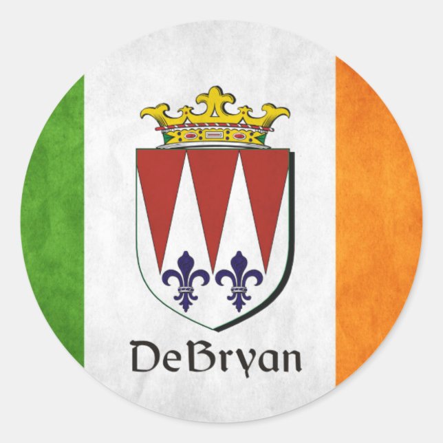 Sticker Rond Drapeau irlandais DeBryan (Devant)