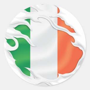 Sticker Rond Drapeau irlandais déchiré