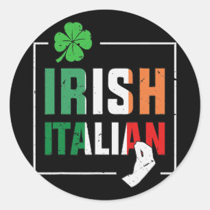 Sticker Rond Drapeau irlandais demi-irlandais italien irlandais