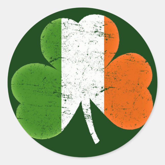 Sticker Rond Drapeau irlandais Shamrock classique (Devant)