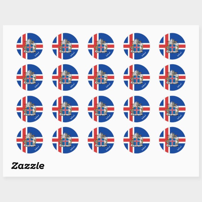 Sticker Rond Drapeau islandais, vacances/sports (Feuille)