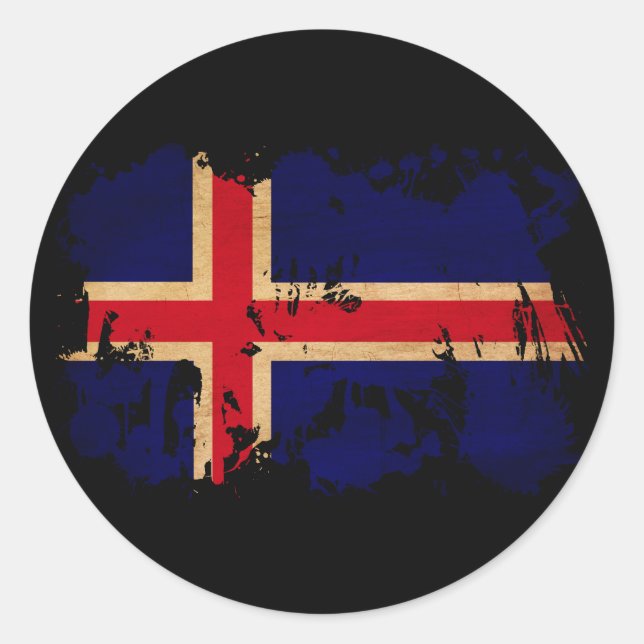Sticker Rond Drapeau Islande (Devant)