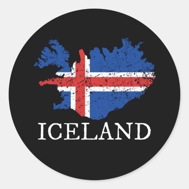 Sticker Rond Drapeau Islande (Devant)