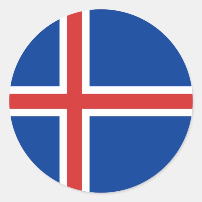Sticker Rond Drapeau Islande (Devant)