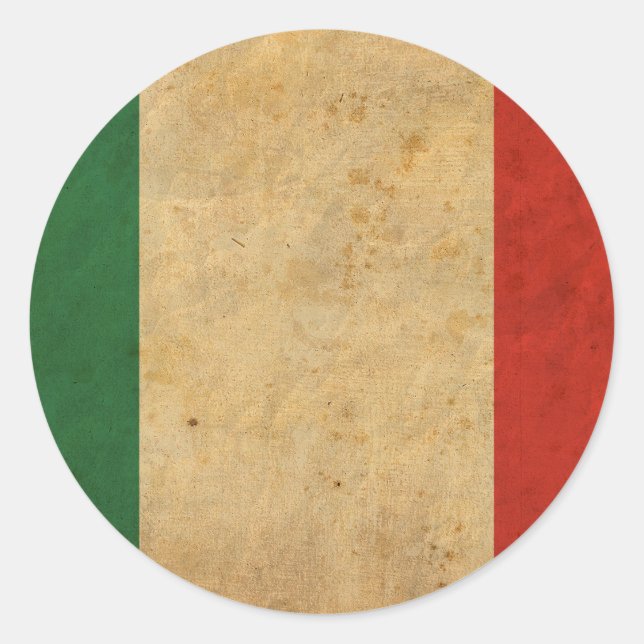 Sticker Rond Drapeau Italie vintage (Devant)