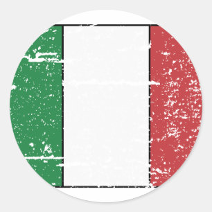 Sticker Rond Drapeau Italie vintage