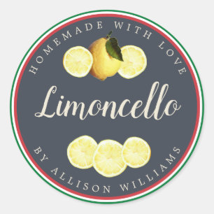 Sticker Rond Drapeau italien de Limoncello fait maison sur mesu