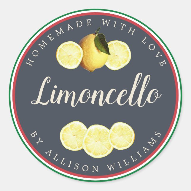 Sticker Rond Drapeau italien de Limoncello fait maison sur mesu (Devant)