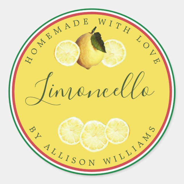 Sticker Rond Drapeau italien de Limoncello fait maison sur mesu (Devant)