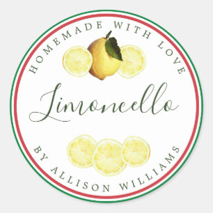 Sticker Rond Drapeau italien de Limoncello fait maison sur mesu