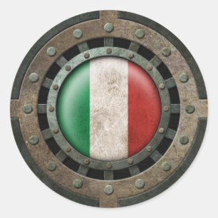 Sticker Rond Drapeau italien en acier industriel Graphique