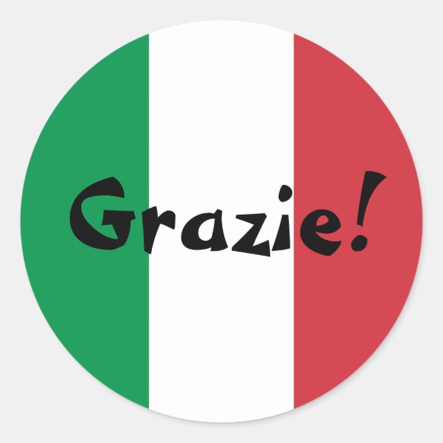 Sticker Rond Drapeau italien Merci Grazie! (Devant)
