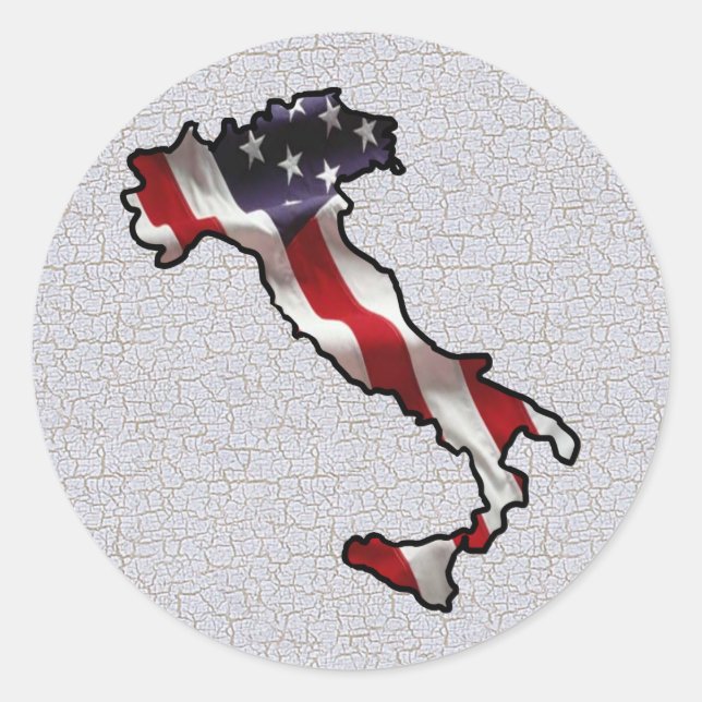 Sticker Rond Drapeau italo-américain (Devant)