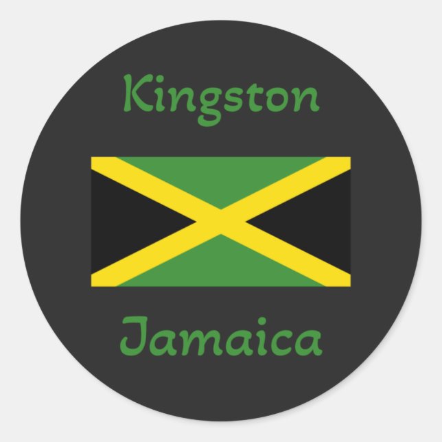 Sticker Rond Drapeau jamaïcain de Kingston (Devant)