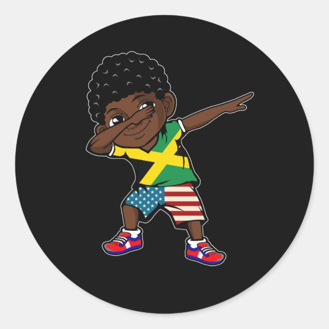 Sticker Rond Drapeau jamaïcain demi-américain Enfant jamaïcain  (Devant)