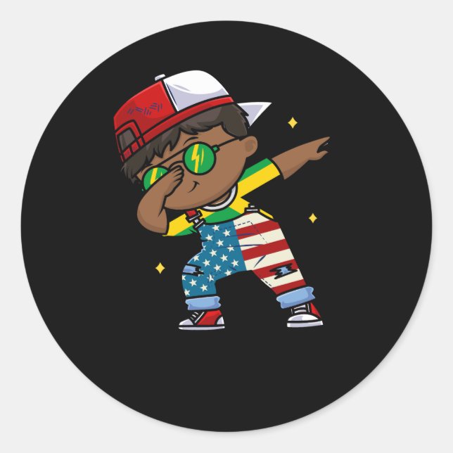 Sticker Rond Drapeau jamaïcain demi-américain Enfant jamaïcain  (Devant)