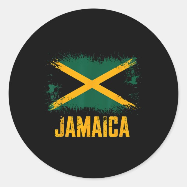 Sticker Rond Drapeau Jamaïque (Devant)