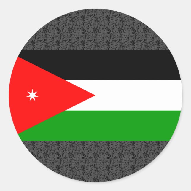 Sticker Rond Drapeau Jordanie (Devant)