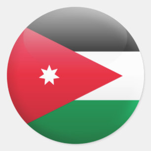 Sticker Rond Drapeau Jordanie