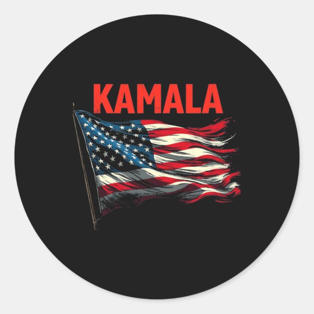 Sticker Rond Drapeau Kamala (Devant)