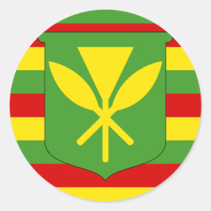 Sticker Rond Drapeau Kanaka Maoli - Drapeau de l'indépendance d