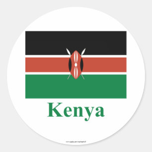 Sticker Rond Drapeau Kenya avec nom
