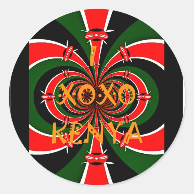 Sticker Rond Drapeau Kenya d'inspiration africaine - Art Abstra (Devant)