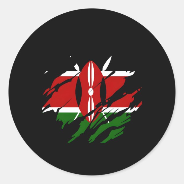 Sticker Rond Drapeau kényan Kenya (Devant)