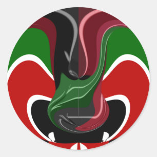 Sticker Rond Drapeau kenyan tourbillonnant : un motif d'art mod