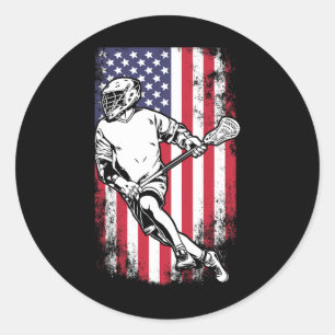 Sticker Rond Drapeau Lacrosse Us