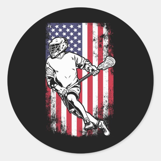 Sticker Rond Drapeau Lacrosse Us (Devant)
