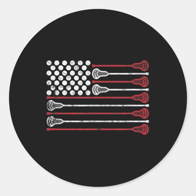 Sticker Rond Drapeau Lacrosse USA  (Devant)