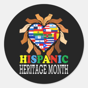 Sticker Rond Drapeau latino cœur Mois du patrimoine national hi