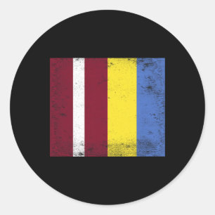 Sticker Rond Drapeau Lettonie Ukraine Création Fierté Letton Uk