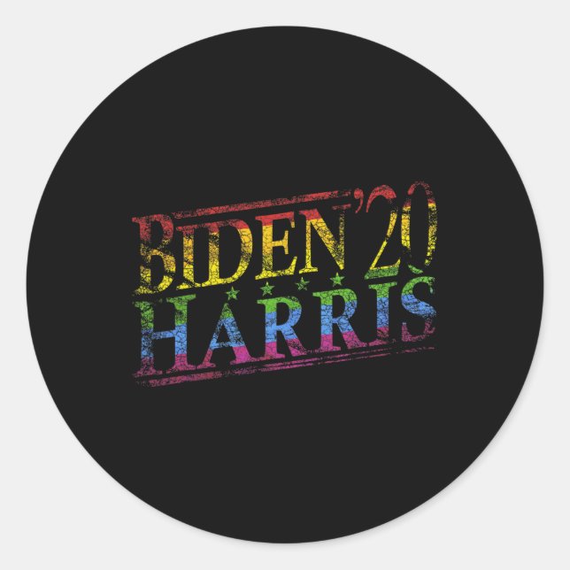 Sticker Rond Drapeau Lgbt Gay pride Biden Harris 2020 (Devant)