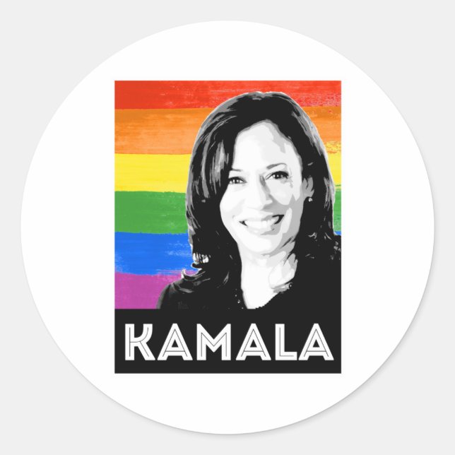 Sticker Rond Drapeau LGBT - KAMALA HARRIS 2020 (Devant)