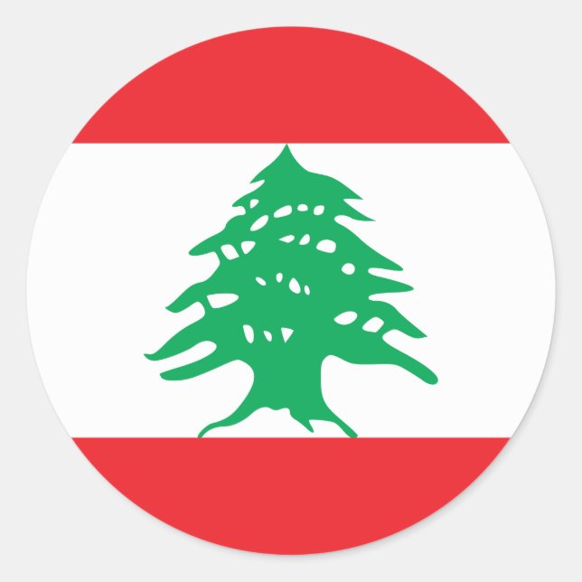 Sticker Rond Drapeau libanais (Devant)