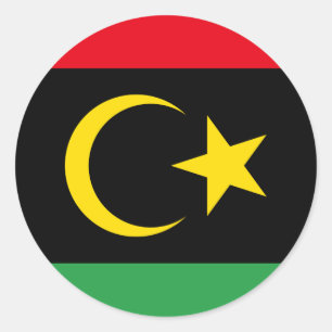 Sticker Rond Drapeau libyen & Emblème national, Drapeau de la L