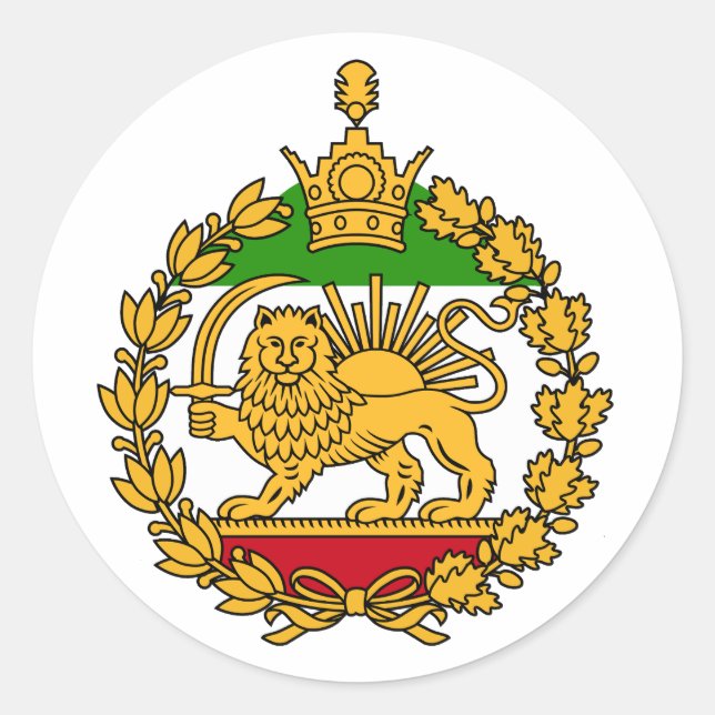 Sticker Rond drapeau lion et soleil d'Iran (Devant)